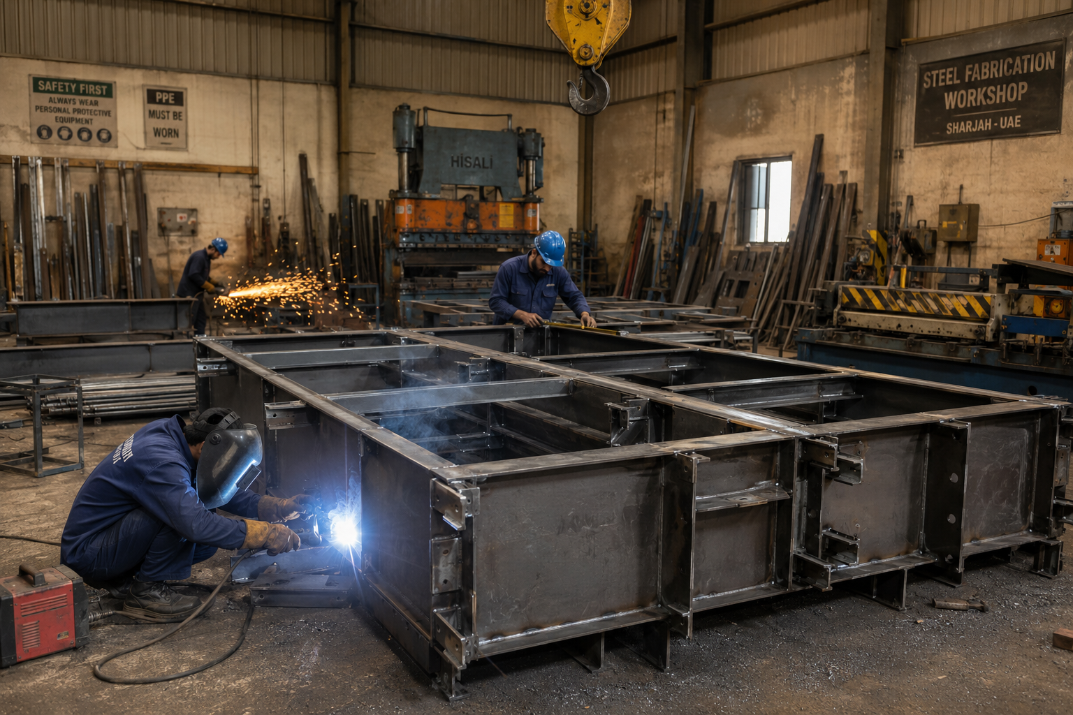 Steel fabrication underway in the MN Steel Fab workshop